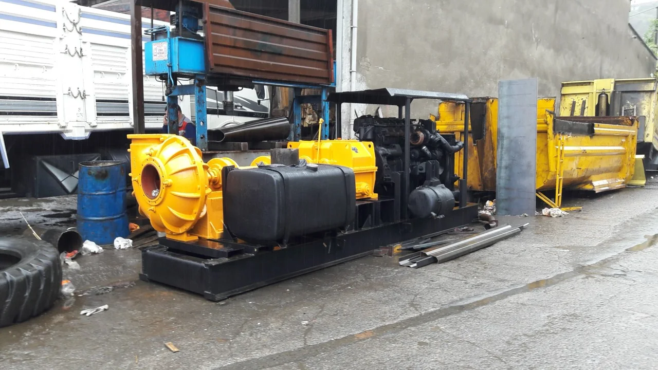 Manufactured yellow pump unit, first view