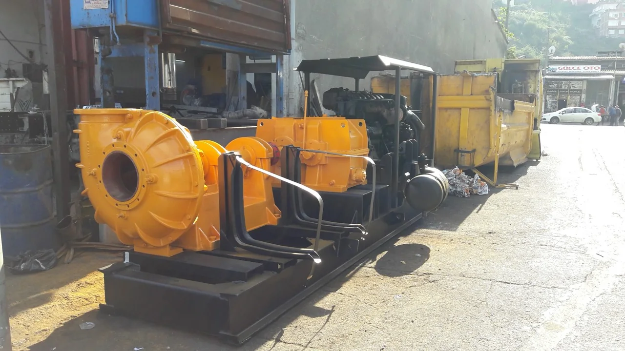 Manufactured yellow pump unit, second view